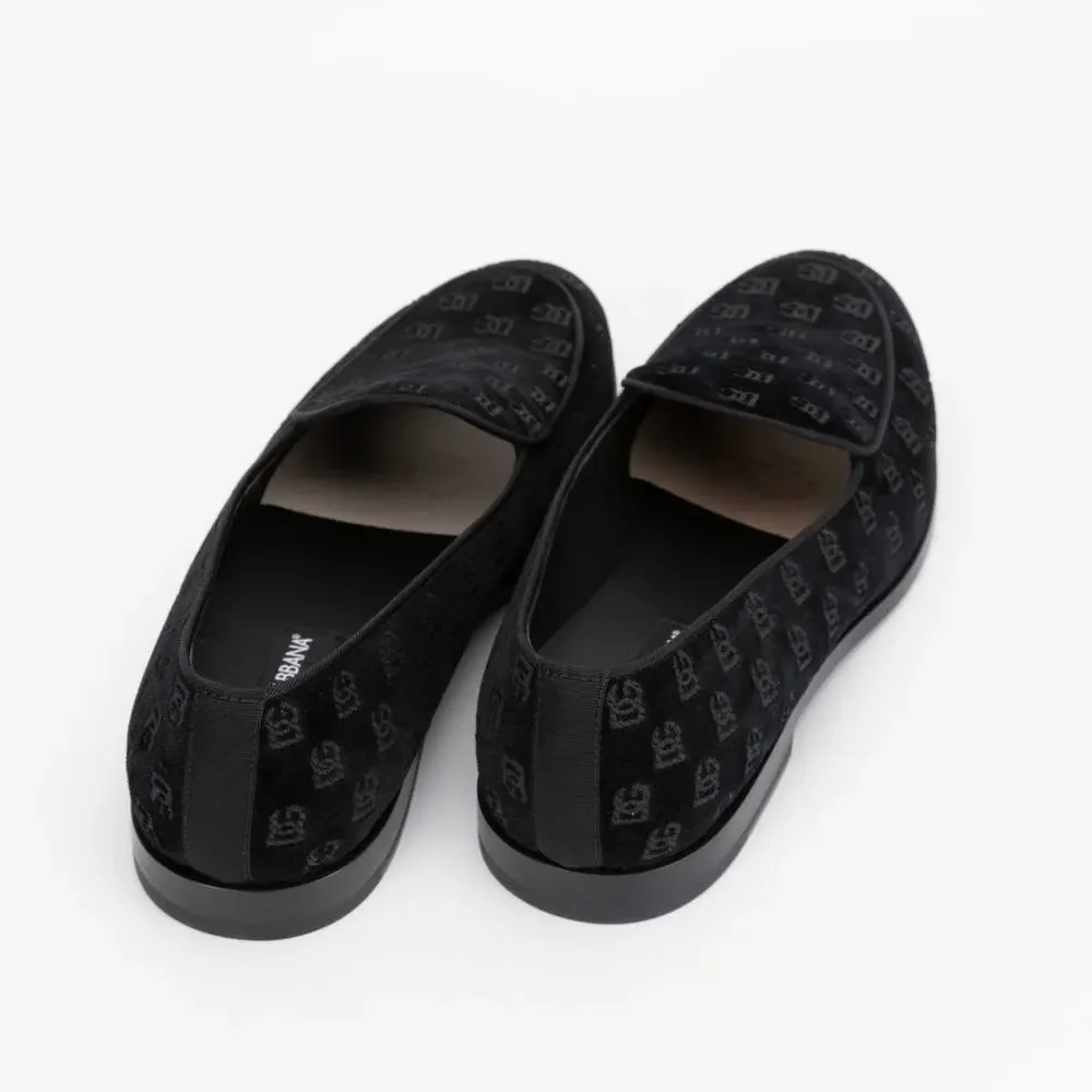 Dolce & Gabbana Men Monogram Smoking Slippers Black Size 8 (Store Display)